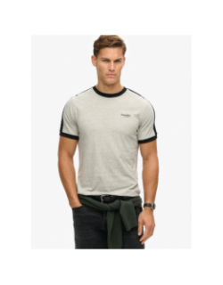 T-shirt logo retro chiné gris homme - Superdry