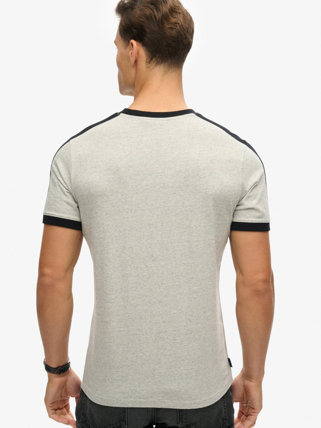 T-shirt logo retro chiné gris homme - Superdry