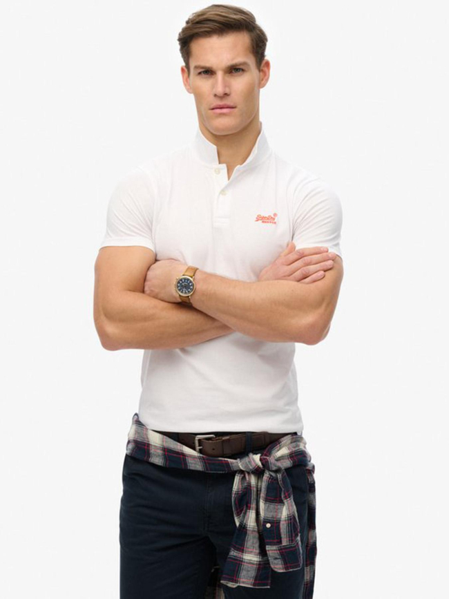 Polo essential logo neon blanc homme - Superdry