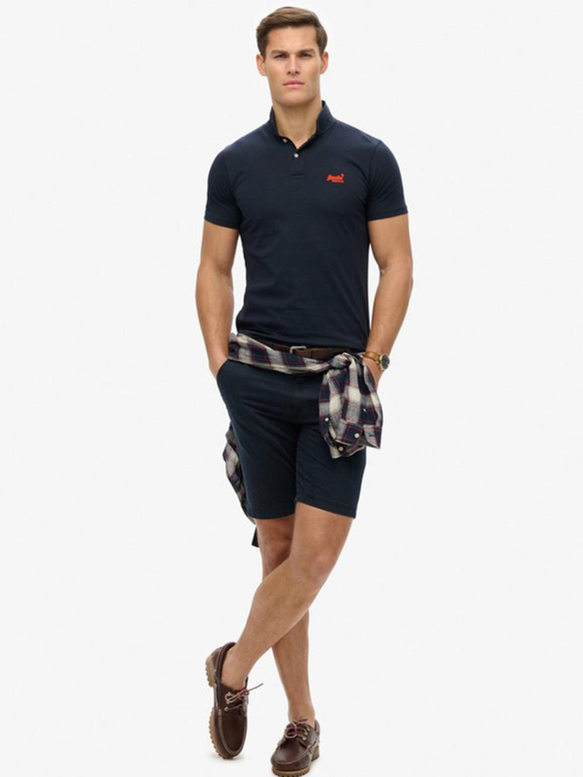 Polo essential logo neon bleu marine homme - Superdry