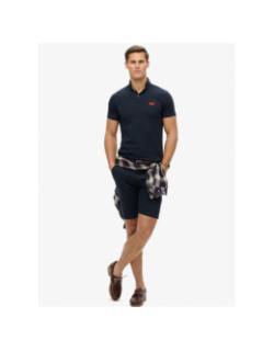 Polo essential logo neon bleu marine homme - Superdry