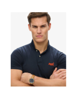 Polo essential logo neon bleu marine homme - Superdry