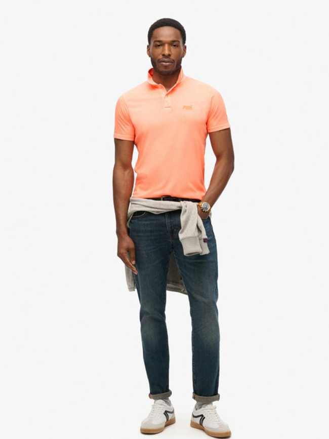Polo essential logo neon fluo orange homme - Superdry