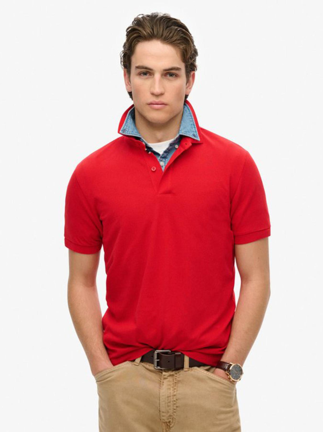 Polo city piqué rouge homme - Superdry