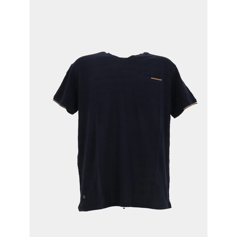 T-shirt à col v jacquard bleu marine homme - Rms 26
