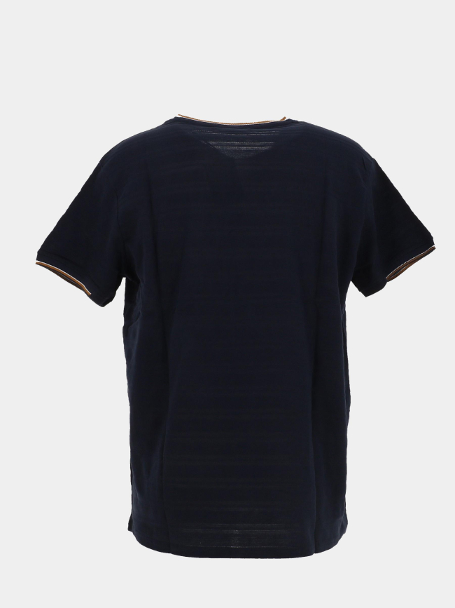 T-shirt à col v jacquard bleu marine homme - Rms 26