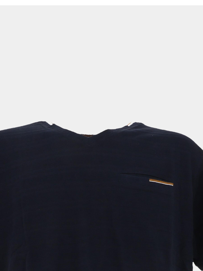 T-shirt à col v jacquard bleu marine homme - Rms 26