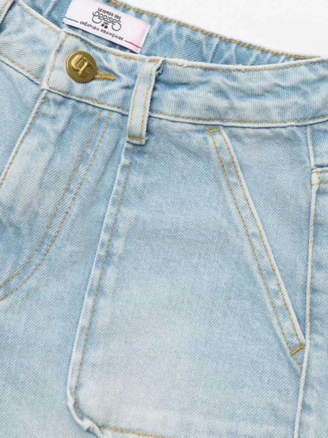 Short en jean loua bleu ciel fille - Le Temps Des Cerises