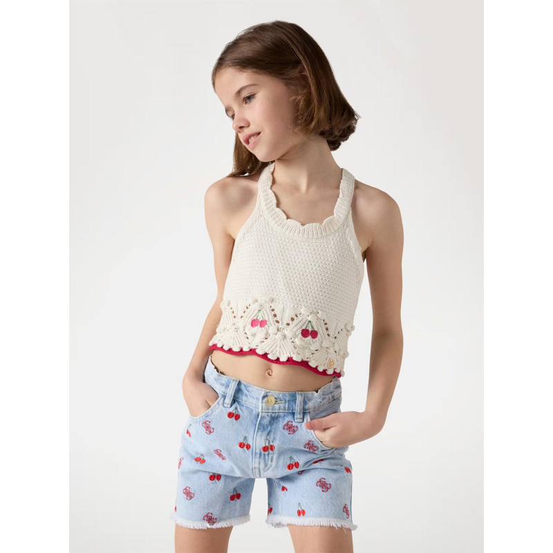 Short en jean broderie bleu ciel fille - Guess