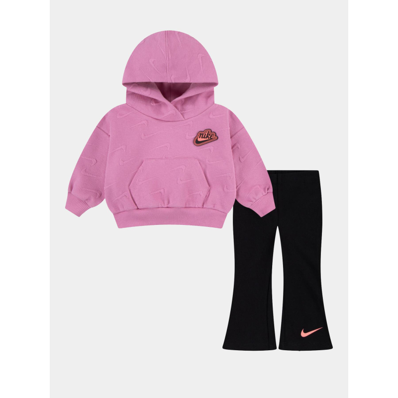 Ensemble sweat et legging new impression rose noir bébé - Nike