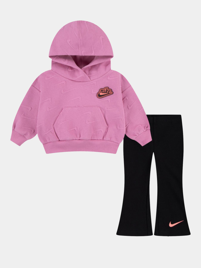 Ensemble sweat et legging new impression rose noir bébé - Nike