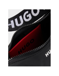 Sac hobo en twill avec bandoulière logotée noir femme - Hugo