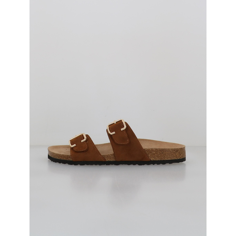 Sandales double bride maxi marron femme - Only