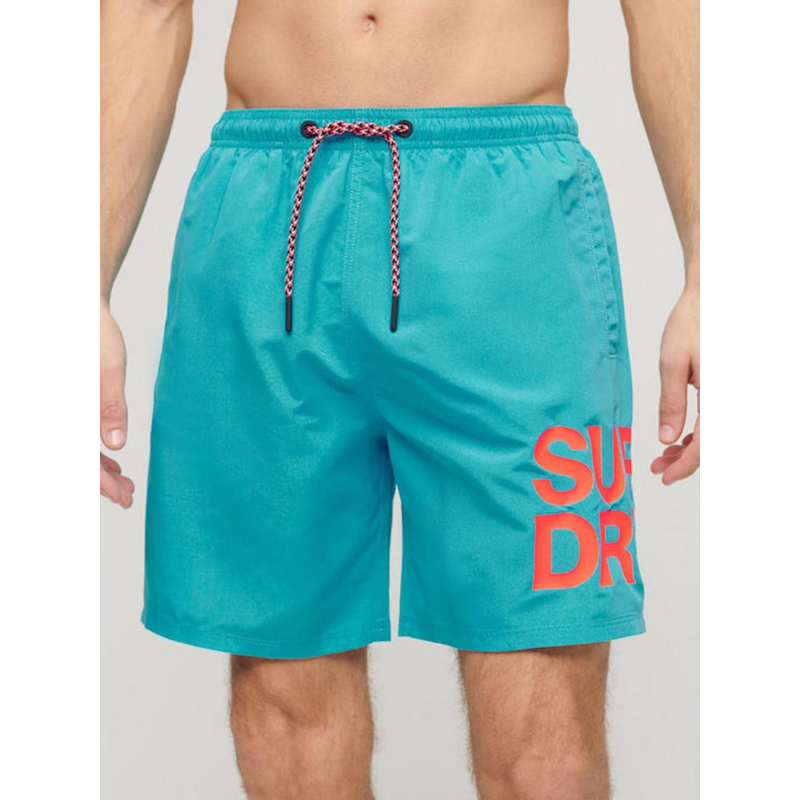 Short de bain sportswear logo bleu homme - Superdry