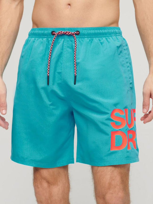 Short de bain sportswear logo bleu homme - Superdry