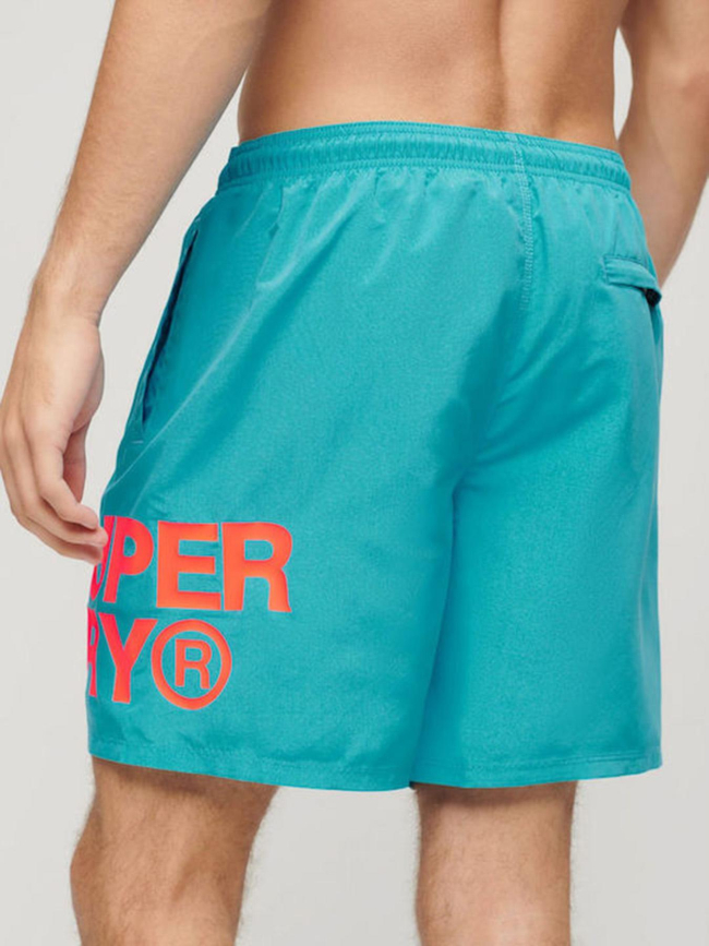 Short de bain sportswear logo bleu homme - Superdry