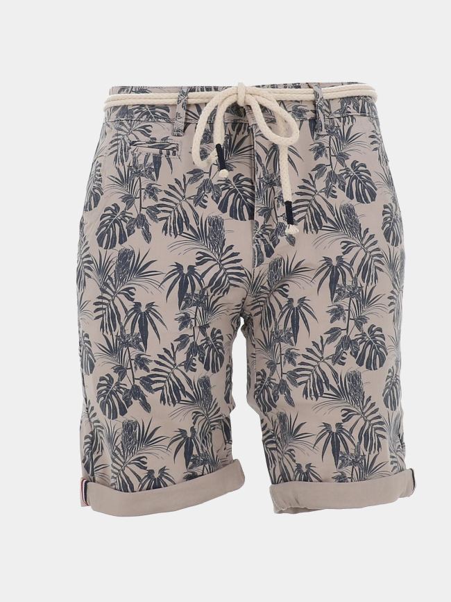 Short à motifs feuillage veredo beige homme - La Maison Blaggio