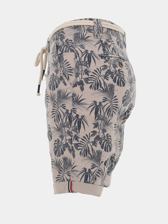Short à motifs feuillage veredo beige homme - La Maison Blaggio