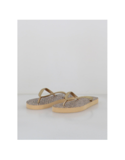 Tongs léopard pailleté oponce beige doré femme - Culture Sud