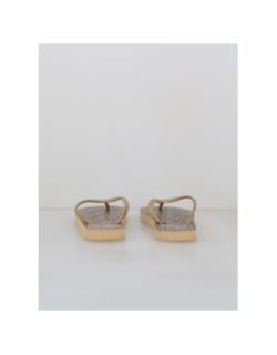 Tongs léopard pailleté oponce beige doré femme - Culture Sud