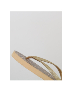 Tongs léopard pailleté oponce beige doré femme - Culture Sud