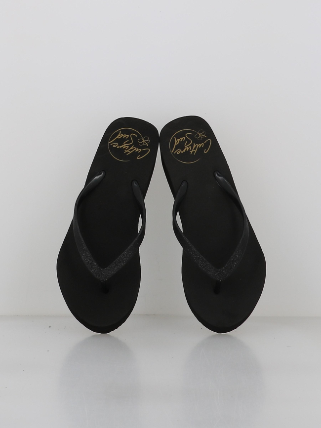 Tongs compensées exotartelette noir femme - Culture Sud