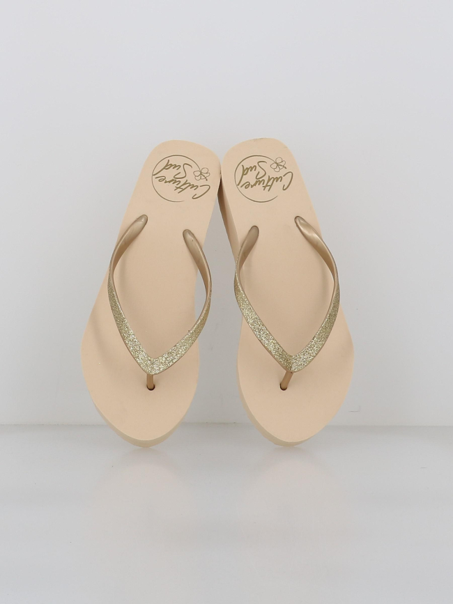 Tongs compensées exotartelette beige femme - Culture Sud