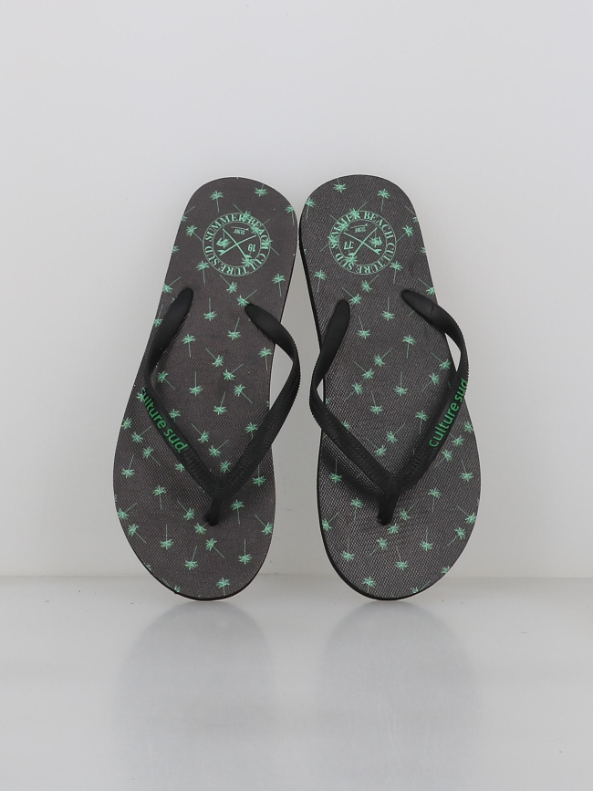 Tongs imprimées palmier noir vert garçon - Culture Sud