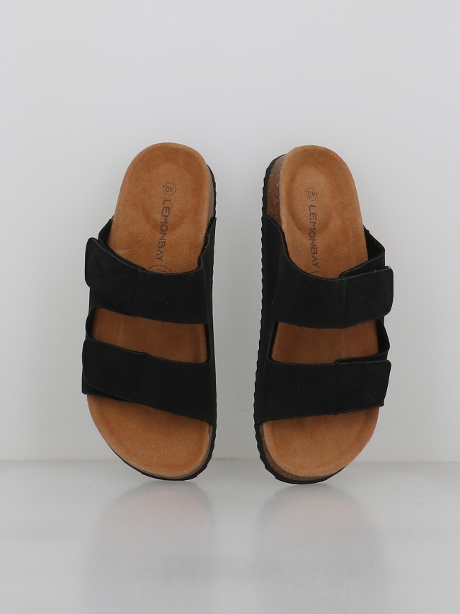 Sandales double bride à scratch kigali noir homme - Lemon Bay