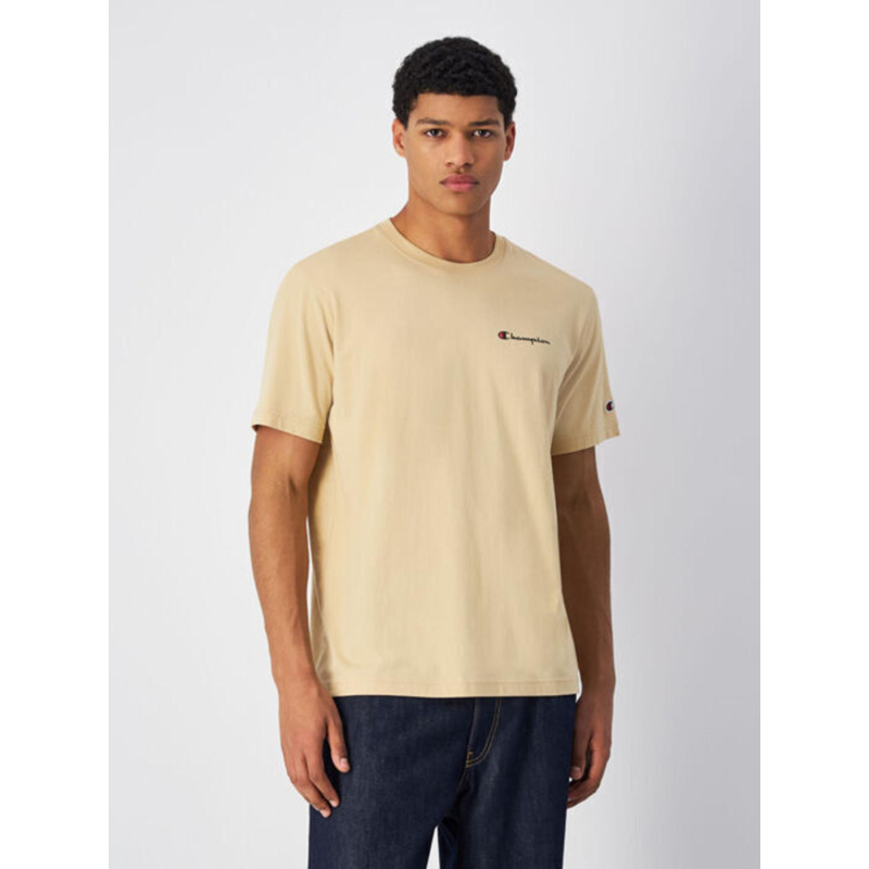 T-shirt crewneck à petit logo beige homme - Champion