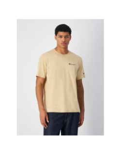 T-shirt crewneck à petit logo beige homme - Champion