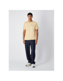 T-shirt crewneck à petit logo beige homme - Champion