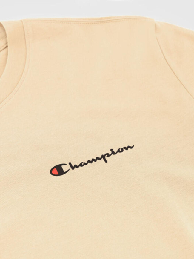T-shirt crewneck à petit logo beige homme - Champion
