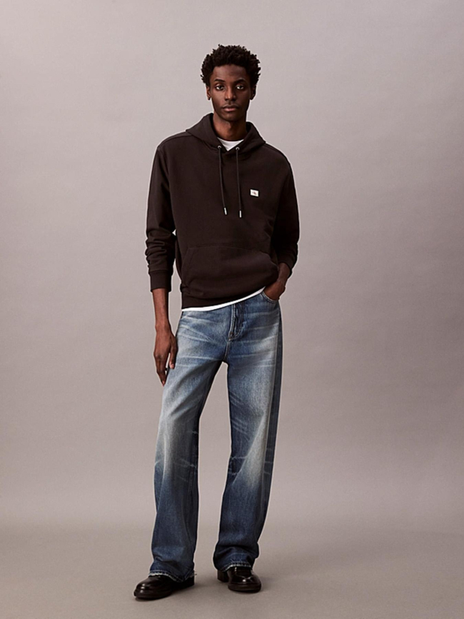 Sweat à capuche badge terry noir homme - Calvin Klein Jeans