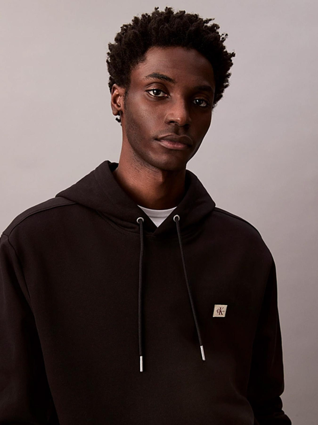 Sweat à capuche badge terry noir homme - Calvin Klein Jeans