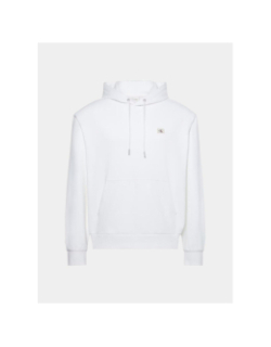 Sweat à capuche badge terry blanc homme - Calvin Klein Jeans