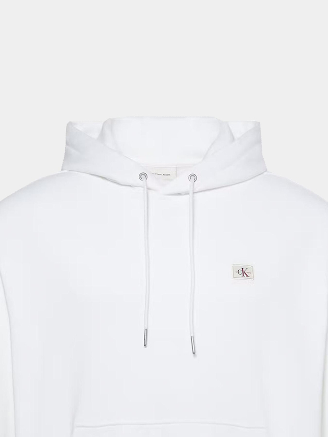Sweat à capuche badge terry blanc homme - Calvin Klein Jeans