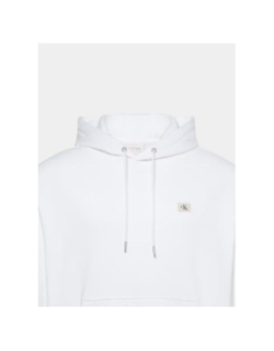 Sweat à capuche badge terry blanc homme - Calvin Klein Jeans