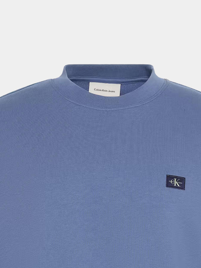 Sweat badge terry bleu homme - Calvin Klein Jeans