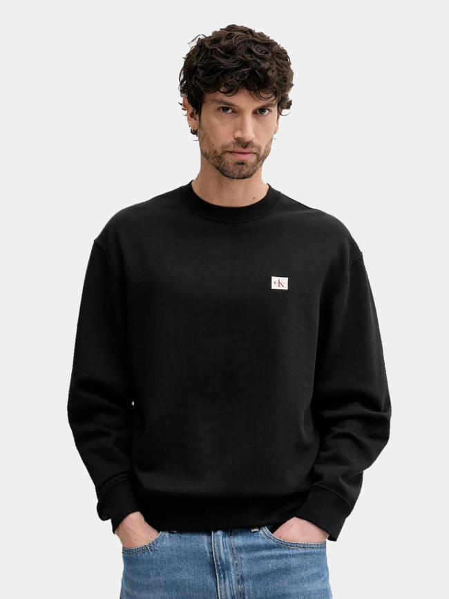 Sweat badge terry noir homme - Calvin Klein Jeans