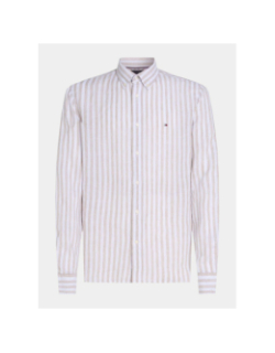Chemise en lin rayée essential beige homme - Tommy Hilfiger