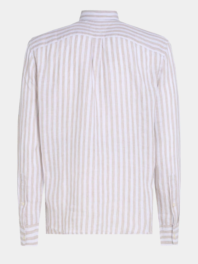 Chemise en lin rayée essential beige homme - Tommy Hilfiger