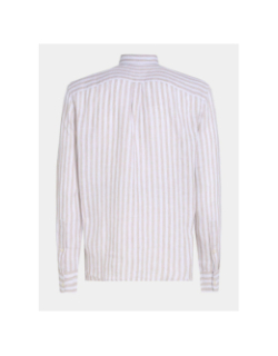 Chemise en lin rayée essential beige homme - Tommy Hilfiger