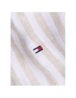 Chemise en lin rayée essential beige homme - Tommy Hilfiger