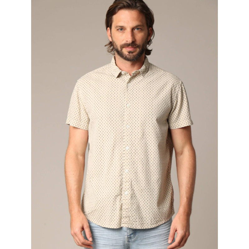 Chemise pagos imprimé palmier beige homme - Deeluxe