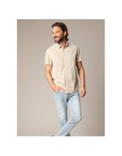 Chemise pagos imprimé palmier beige homme - Deeluxe