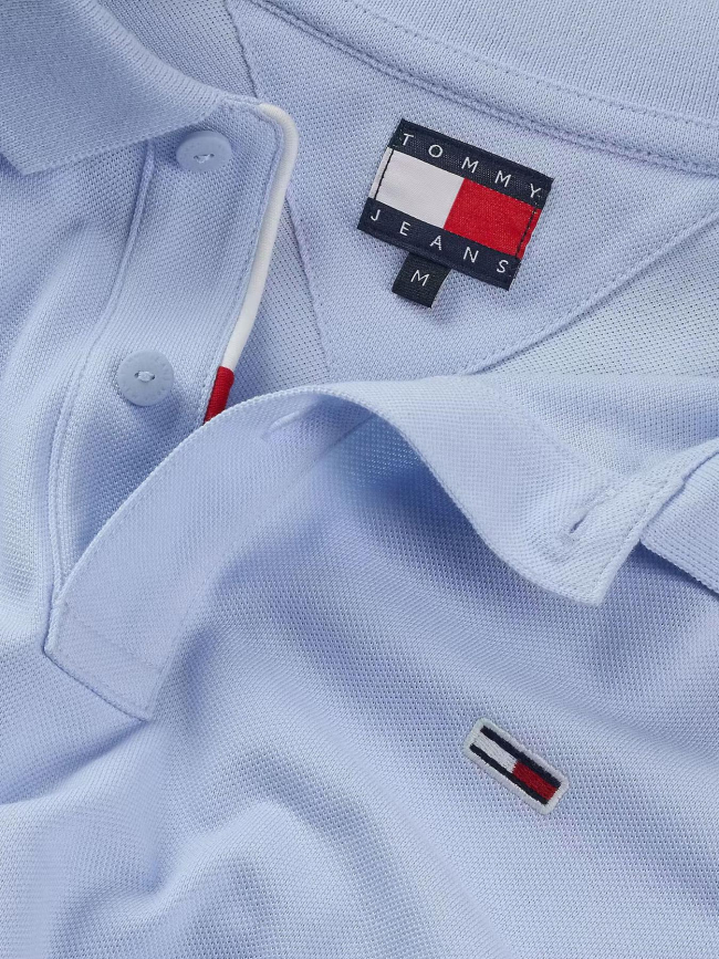 Polo slim placket bleu clair homme - Tommy Jeans