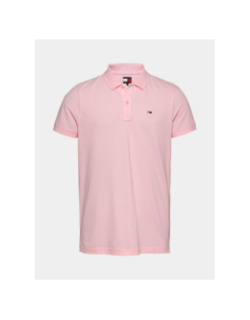 Polo slim placket rose homme - Tommy Jeans