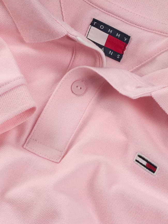 Polo slim placket rose homme - Tommy Jeans