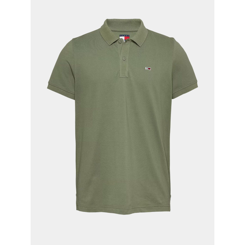 Polo slim placket vert homme - Tommy Jeans